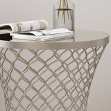 Modern Iron Hourglass Accent Table with Mirrored Top - NH052803