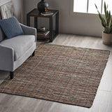 Transitional Leather and Hemp Area Rug - NH336803