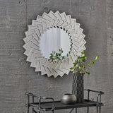 Decorative Modern Sun Mirror with Faux Wood Frame - NH308803