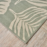 Outdoor Modern Frond Leaf Green And Ivory Rectangular Area Rug - NH929403