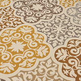 Outdoor Modern Oriental Quatrefoil Ivory and Gray Rectangular Area Rug - NH129403