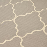 Outdoor Quatrefoil Gray and Ivory Rectangular Area Rug - NH919403