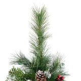 4.5-foot Mixed Spruce Hinged Artificial Christmas Tree with Glitter Branches, Red Berries, and Pinecones - NH573703