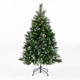 4.5-foot Mixed Spruce Hinged Artificial Christmas Tree with Glitter Branches, Red Berries, and Pinecones - NH573703