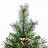 4.5-foot Mixed Spruce Hinged Artificial Christmas Tree with Glitter Branches, Red Berries, and Pinecones - NH573703