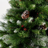 4.5-foot Mixed Spruce Hinged Artificial Christmas Tree with Glitter Branches, Red Berries, and Pinecones - NH573703