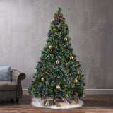 7-foot Cashmere Pine Pre-Lit Artificial Christmas Tree with Snowy Branches and Pinecones - NH741113