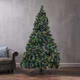 7-foot Cashmere Pine Pre-Lit Artificial Christmas Tree with Snowy Branches and Pinecones - NH741113