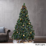 7-foot Cashmere Pine Pre-Lit Artificial Christmas Tree with Snowy Branches and Pinecones - NH741113