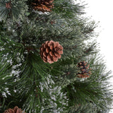 9-foot Cashmere Pine and Mixed Needles Hinged Artificial Christmas Tree with Snowy Branches and Pinecones - NH363703