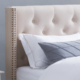 Rhinestone-Tufted Wingback Bed Frame with Nailhead Trim - NH689603