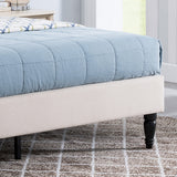 Fully-Upholstered Queen-Size Platform Bed Frame, Low-Profile, Contemporary - NH975703