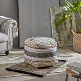 Boho Wool and Cotton Ottoman Pouf - NH120803