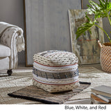 Boho Wool and Cotton Ottoman Pouf - NH120803