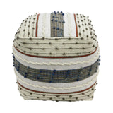 Boho Wool and Cotton Ottoman Pouf - NH120803