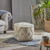 Boho Cube Wool and Cotton Pouf - NH326703