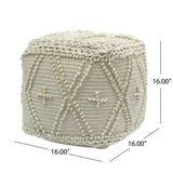 Boho Cube Wool and Cotton Pouf - NH326703