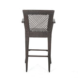 Outdoor 46" Wicker Barstool (Set of 2), Multi Brown Finish - NH932903