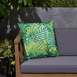 Outdoor Cushion, 17.75" Square, Tropical Palm Fronds, Cream and Green - NH431703