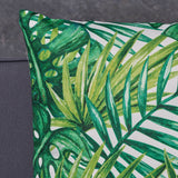 Outdoor Cushion, 17.75" Square, Tropical Palm Fronds, Cream and Green - NH431703