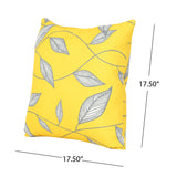 Outdoor Cushion, 17.75" Square, Cute Leaves, Yellow, Cream, Gray - NH531703