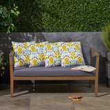 Outdoor Cushion, 17.75" Square, Abstract Floral Pattern, Cream, Yellow, Light Blue, Gray - NH631703