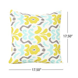 Outdoor Cushion, 17.75" Square, Abstract Floral Pattern, Cream, Yellow, Light Blue, Gray - NH631703