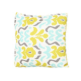 Outdoor Cushion, 17.75" Square, Abstract Floral Pattern, Cream, Yellow, Light Blue, Gray - NH631703