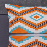 Boho Outdoor Cushion, 17.75" Square, Southwestern/Tribal, Orange, Cream, Light Blue, Black - NH731703