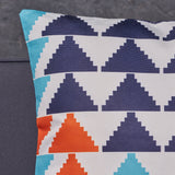 Outdoor Cushion, 17.75" Square, Southwestern/Tribal, Orange, Cream, Light Blue, Dark Blue - NH831703