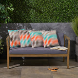 Outdoor Cushion, 17.75" Square, Geometric Pattern, Cream, Brown, Gray, Teal, Red - NH841703