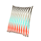 Outdoor Cushion, 17.75" Square, Geometric Pattern, Cream, Brown, Gray, Teal, Red - NH841703