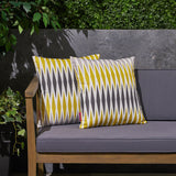 Outdoor Cushion, 17.75" Square, Geometric Pattern, Cream, Yellow, Dark Gray, Light Gray - NH941703