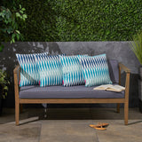 Outdoor Cushion, 17.75" Square, Geometric Pattern, Cream, Dark Teal, Turquoise, Light Blue - NH051703