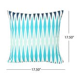 Outdoor Cushion, 17.75" Square, Geometric Pattern, Cream, Dark Teal, Turquoise, Light Blue - NH051703