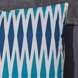 Outdoor Cushion, 17.75" Square, Geometric Pattern, Cream, Dark Teal, Turquoise, Light Blue - NH051703