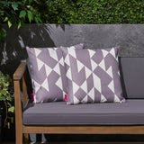 Outdoor Cushion, 17.75" Square, Abstract Geometric Pattern, White, Gray - NH151703