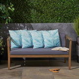 Outdoor Cushion, 17.75" Square, Palm Fronds, White, Teal - NH251703