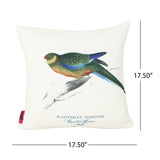 Outdoor Cushion, 17.75" Square, Parrot Print, Vintage, White, Green, Blue, Red, Yellow, Gray - NH141703