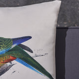 Outdoor Cushion, 17.75" Square, Parrot Print, Vintage, White, Green, Blue, Red, Yellow, Gray - NH141703