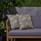 Outdoor Cushion, 17.75" Square, Cute Leaves, Yellow, Gray - NH341703