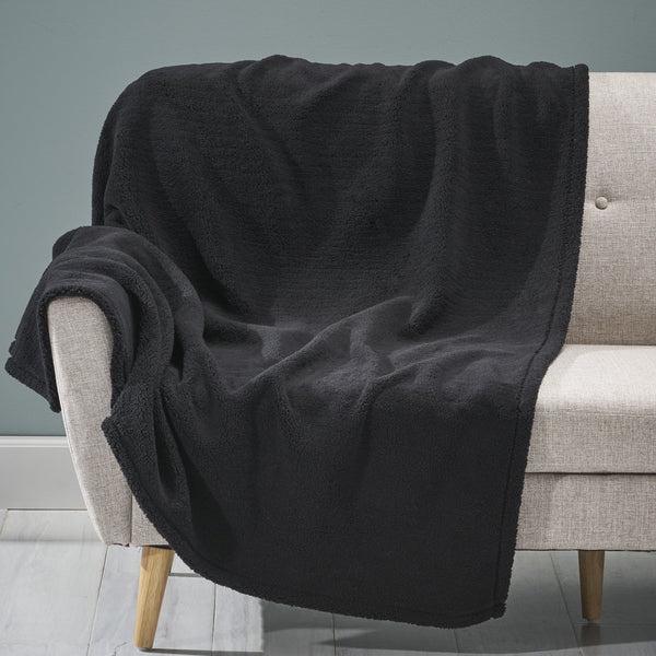 Modern Yarn Throw Blanket, Black - NH304903