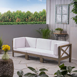 Outdoor Sectional Sofa Set  3-Seater  Acacia Wood  Water-Resistant Cushions - NH986603