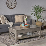 Luke Farmhouse Faux Wood Lift Top Coffee Table - NH290803