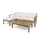 Ana Outdoor 3 Seater Acacia Wood Sofa Sectional with Cushions - NH253903