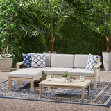 Outdoor 3 Seater Acacia Wood Sofa Sectional with Cushions - NH763903