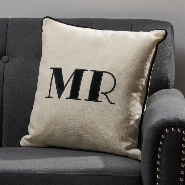 Modern Fabric "MR" & "MRS" Throw Pillow Cover (No Filling) - NH414903