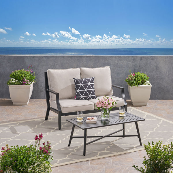 Outdoor Aluminum Loveseat and Coffee Table Set - NH153803