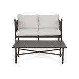 Outdoor Aluminum Loveseat and Coffee Table with Cushions - NH280903