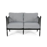 Outdoor Aluminum Loveseat and Coffee Table with Cushions - NH280903